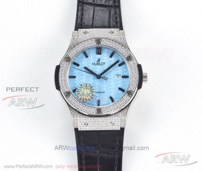 TW Factory V6S Hublot Classic Fusion Automatic Ice Blue Dial Diamond Case 42mm 9015 Watch
